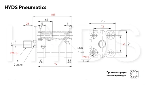 ADN-80-20-A-P-A Пневмоцилиндр