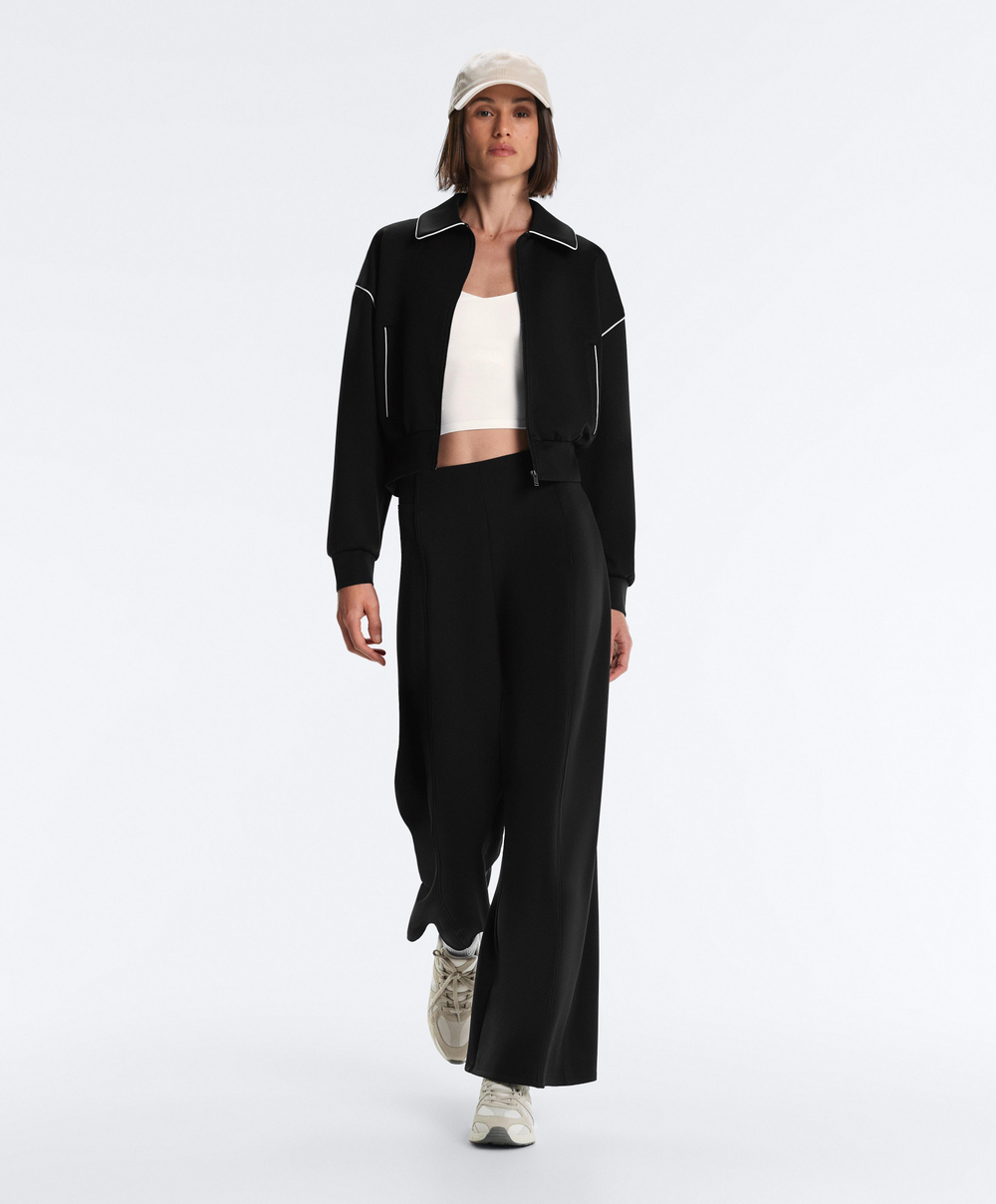 Oysho Куртка с эффектом неопрена без капюшона, черный