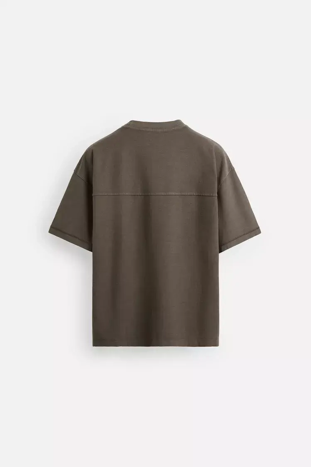 ZARA ФУТБОЛКА BOXY FIT HEAVYWEIGHT, КОРИЧНЕВЫЙ