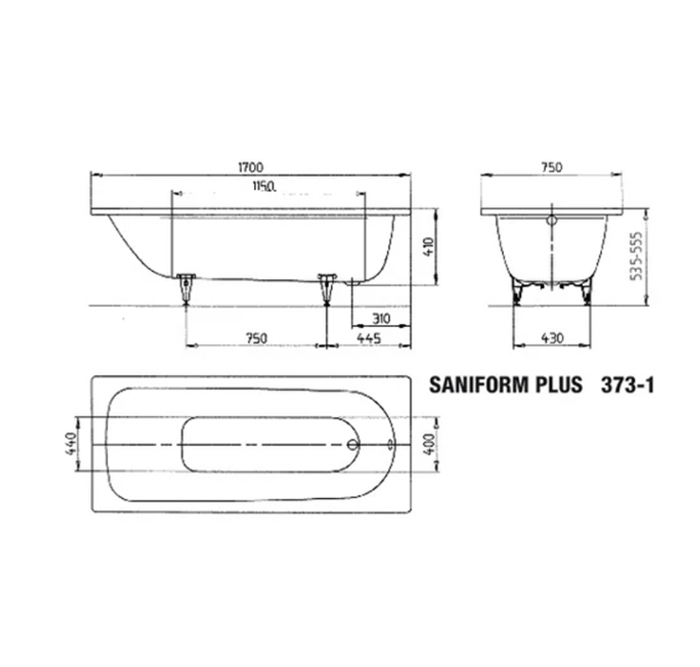 Коллекция Saniform Plus /Германия/ Kaldewei, сталь в комплекте с ножками