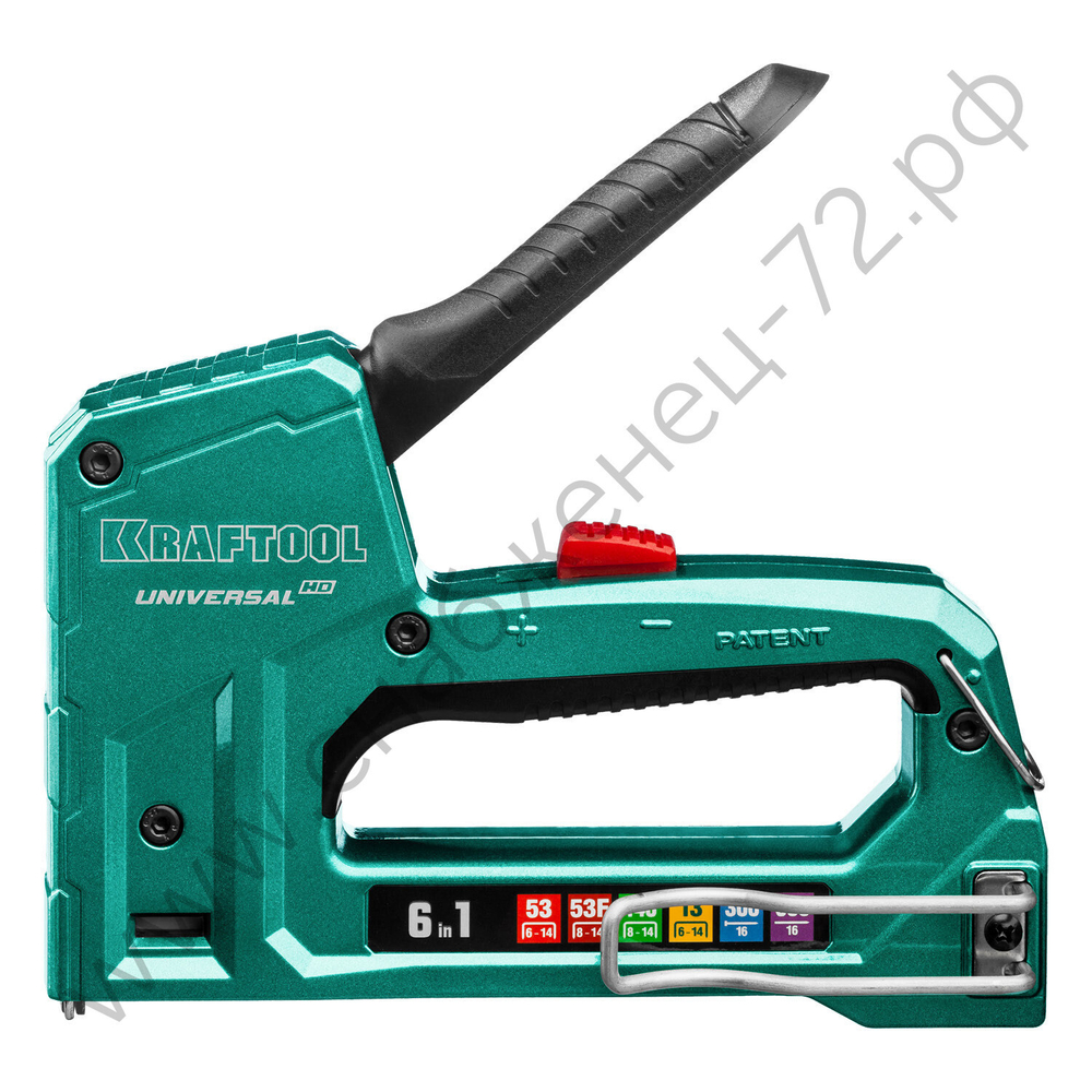 KRAFTOOL Universal-HD 6-в-1: 53 (A/10/JT21) 23GA(6-14мм) / 140 (G/11/57) 20GA(8-14мм)/13/ 53F/300/500, универсальный алюминиевый степлер (3188)