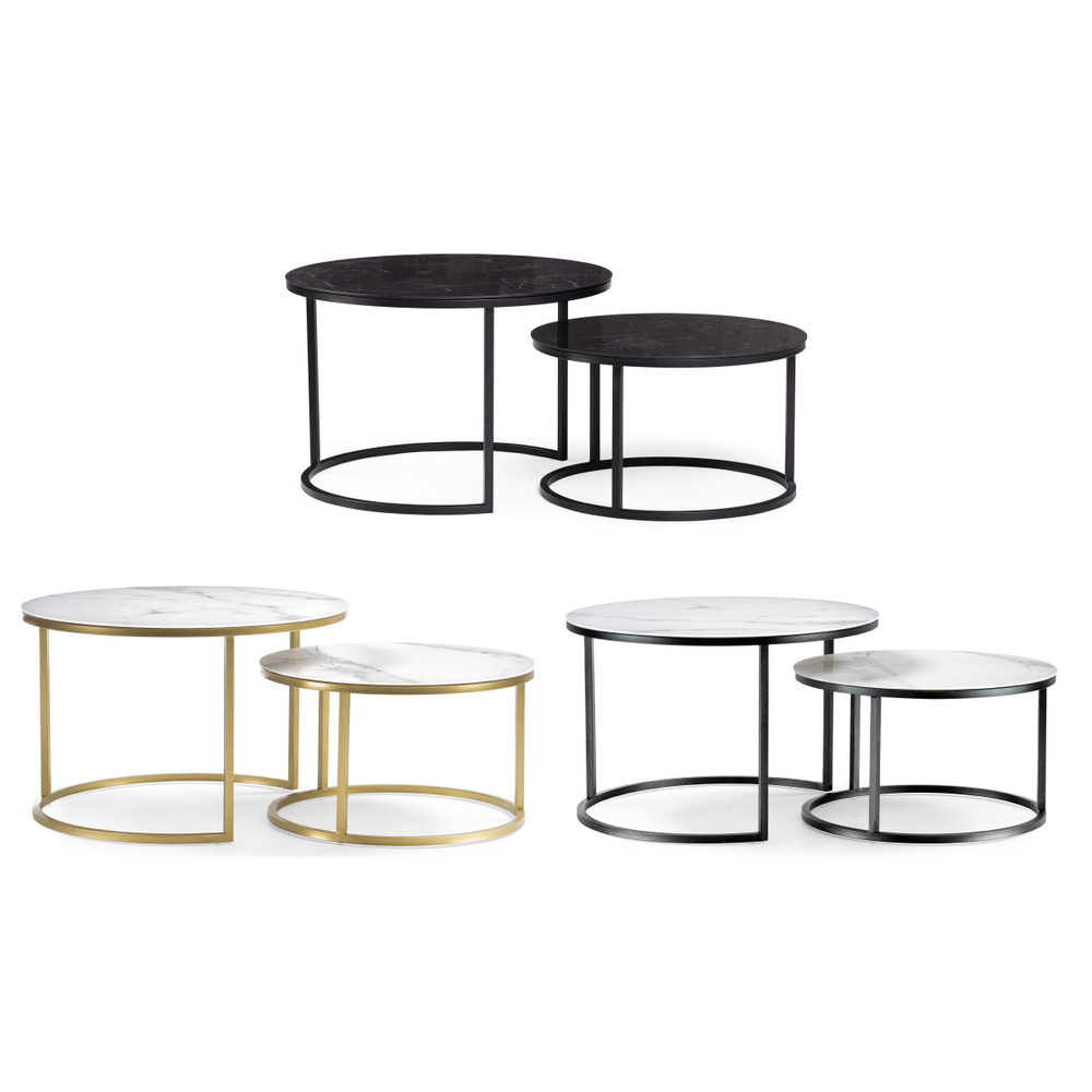 Журнальный стол Woodville Плумерия белый мрамор, черный