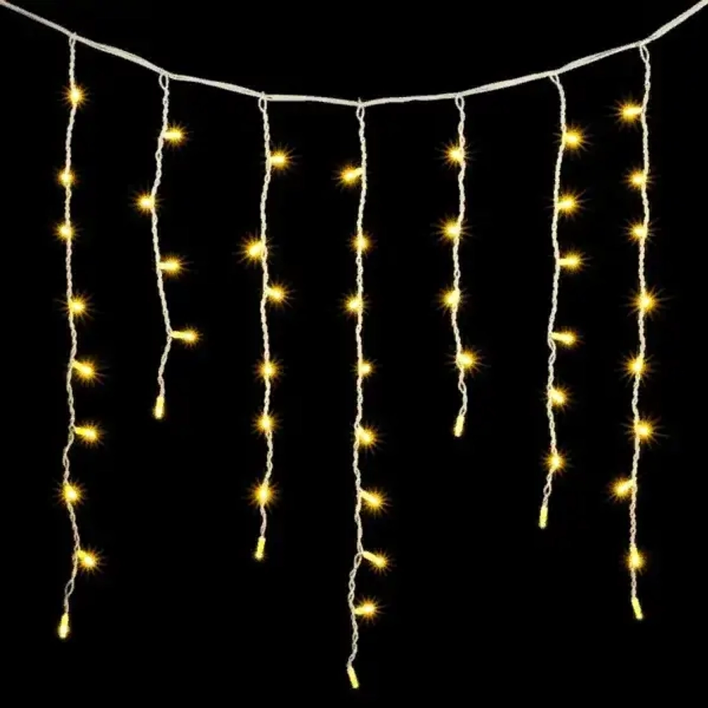 Светодиодная бахрома с колпачком 3,2*0,9 м., 168 теплых белых LED ламп, каучуковый белый провод, LTC (LL168-8-2WW)