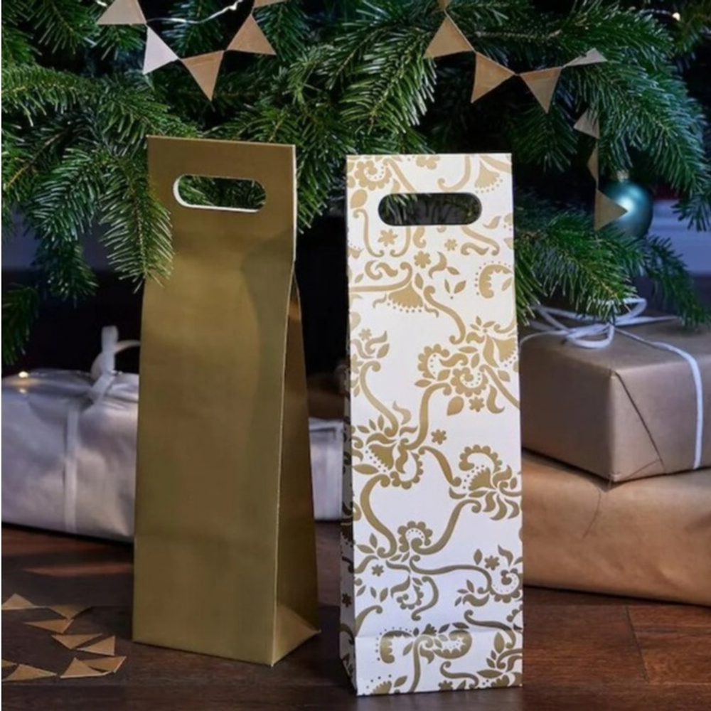 Набор подарочных пакетов Vintertid, 2 шт, 13x41 см, золотой/белый, бумага
