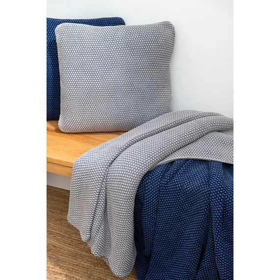 Плед из стираного хлопка серого цвета Essential, 130х180 см