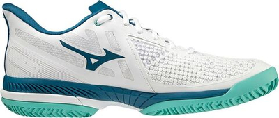 Мужские кроссовки теннисные Mizuno Wave Exceed Tour 5 CC- white/moroccan blue/turquoise