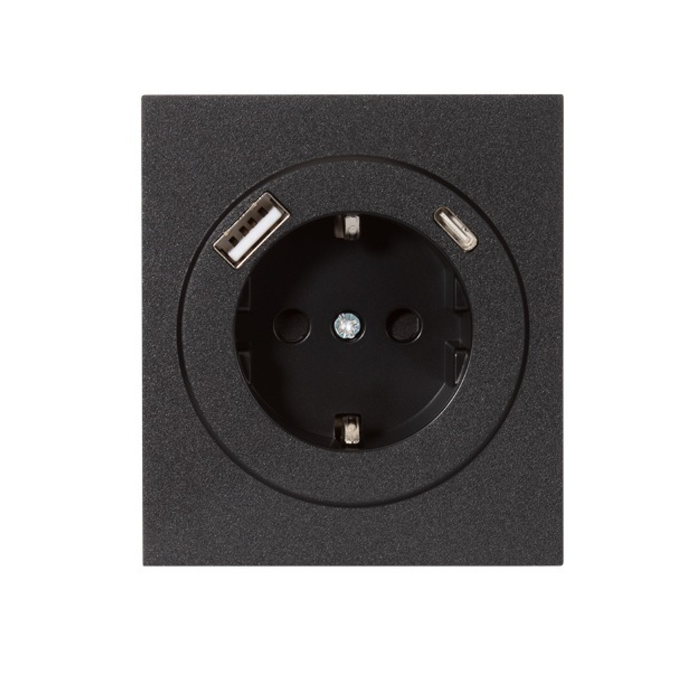 Розетка с заземлением с 2 USB  KRANZ KR-78-0704-5