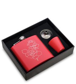 GT-74 Подарочный набор фляжка 200 мл со стопкой «Роза»