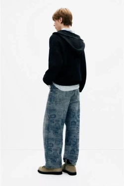 PULL&BEAR Джинсы широкого кроя "Stranger Things", синий