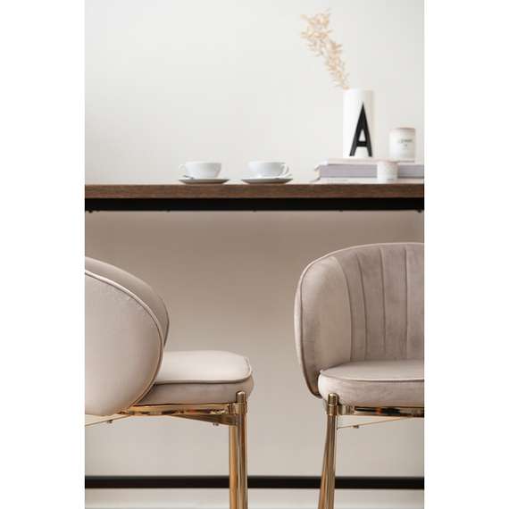 Полубарный стул Coral серо-бежевый велюр с золотыми ножками
