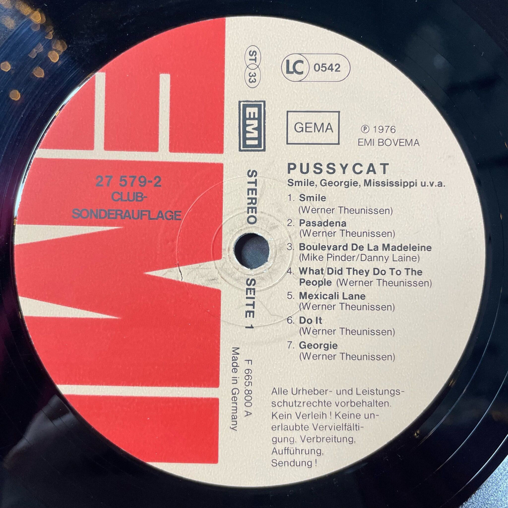 Винтажная виниловая пластинка LP Pussycat Smile, Georgie, Mississippi U.v.a. (Germany 1976)
