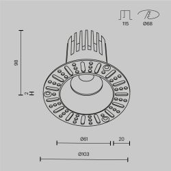 Светильник встраиваемый светодиодный Maytoni   DL121-15W-3K-TRS-B