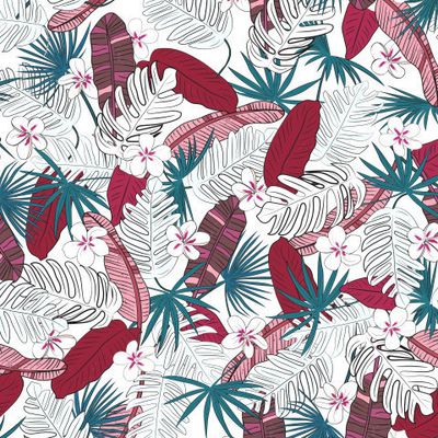 тропики, пальмы и цветы