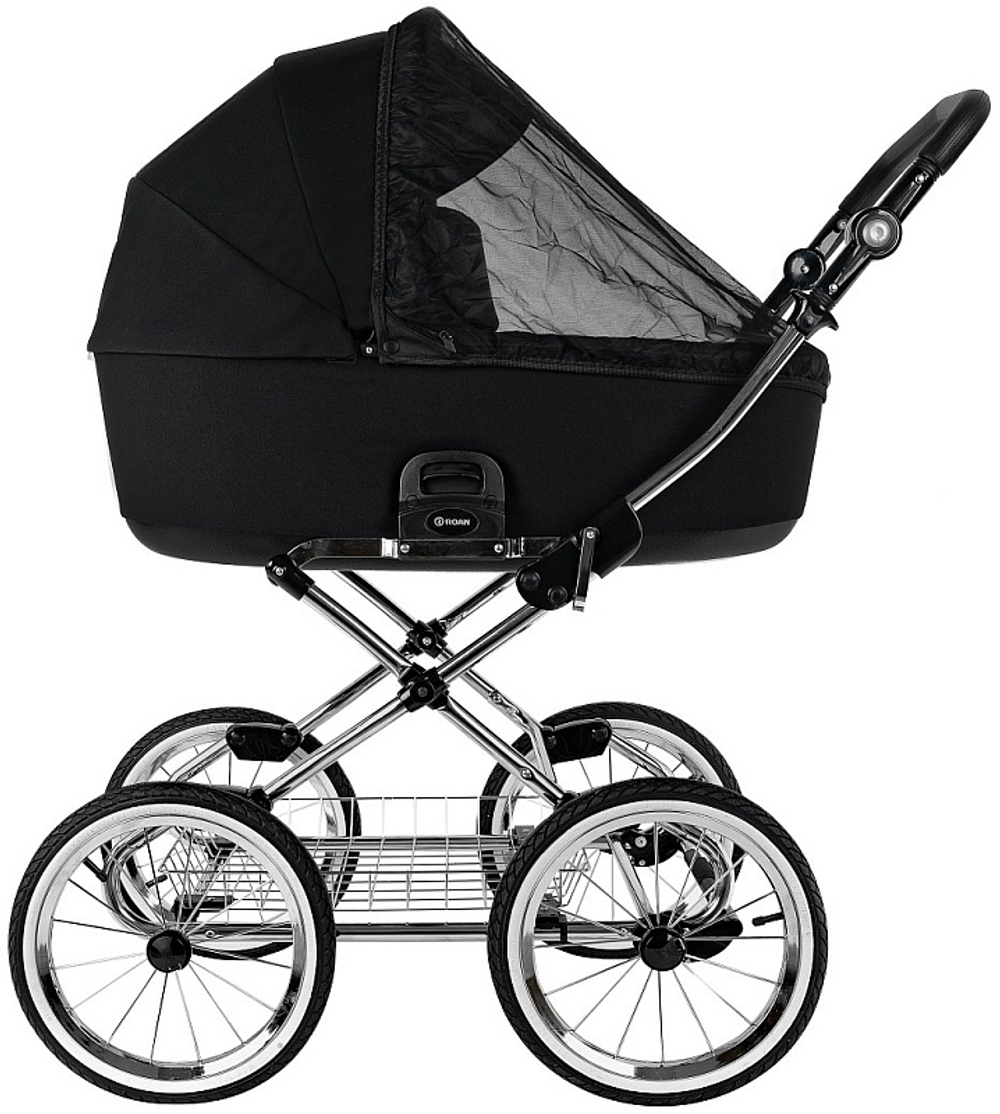 Детская коляска Roan Bass Next Classic d14 2.0 2 в 1 BSNC/95/2 Caviar/Black/руч.Cappuccino