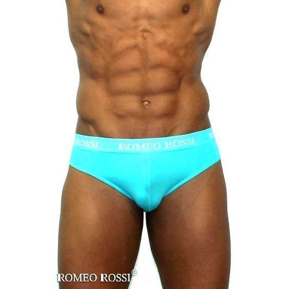 Мужские трусы брифы c резинкой Romeo Rossi бирюзово-голобые RR2006-11
