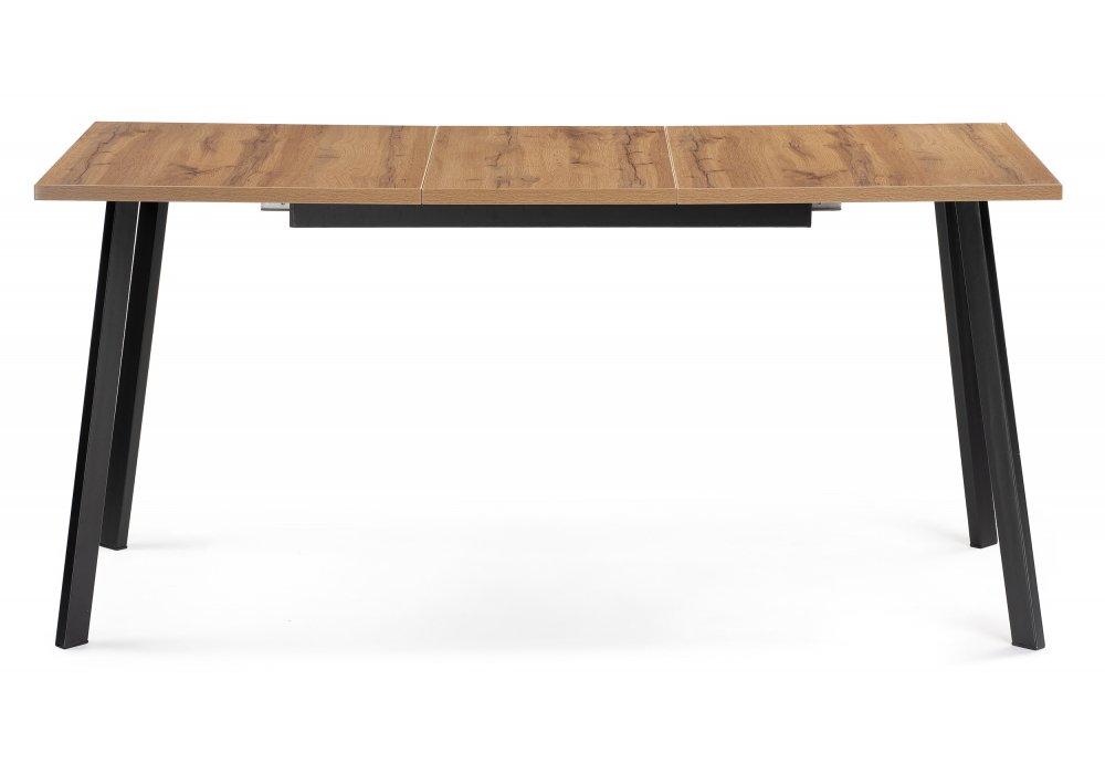 Стол деревянный Woodville Колон Лофт 120(160) х 75 черный матовый, дуб крафт золотой, ножки черные
