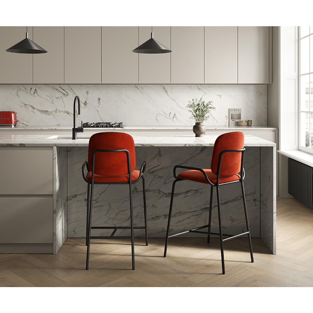 Стул полубарный Ror, 2 Frame, велюр, черный/темно-красный