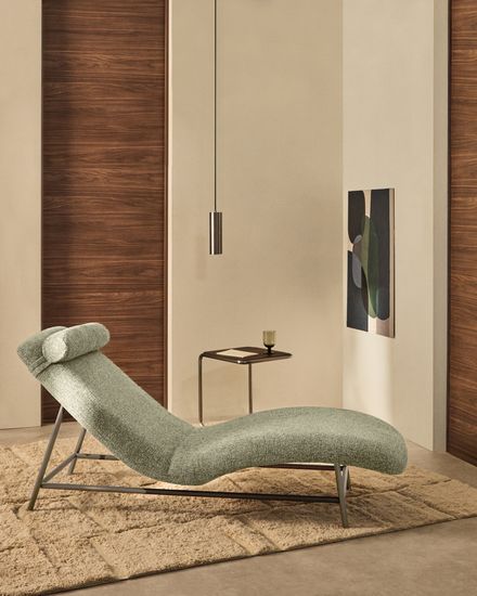 Кушетка Osla из зеленого шенилла с ножками из матовой нержавеющей стали, 175 см