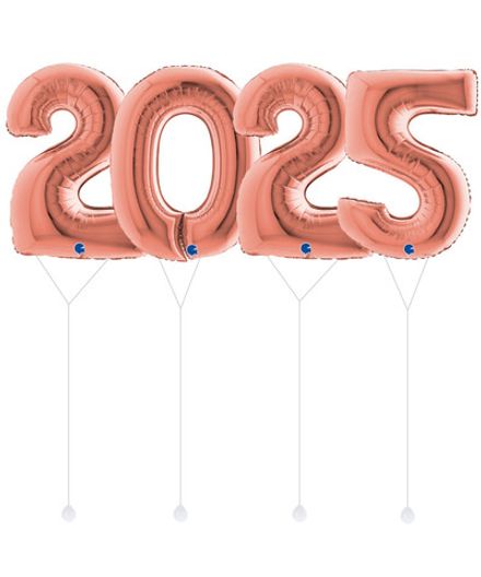 Набор цифр "2025 в цвете Розовое золото" 102 см 4 шт