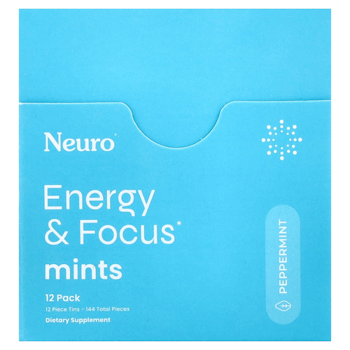 NeuroGum, мятные конфеты для энергии и концентрации, перечная мята, 12 пакетиков по 12 шт.