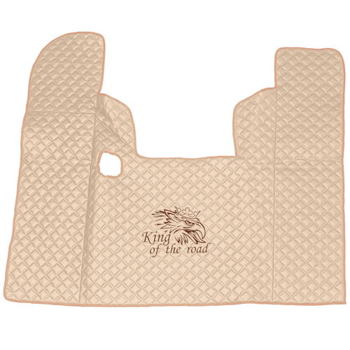 Ковры SCANIA 4 серия P 124L, (экокожа, бежевый, бежевый кант, коричневая вышивка)