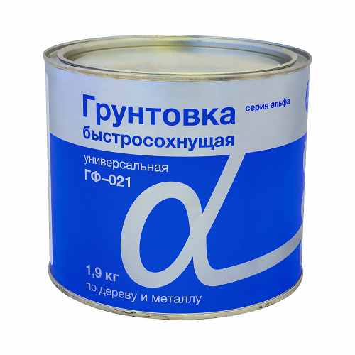 Грунтовка ГФ-021 быстросохнущая универсальная Alfavit серия Альфа, серая, 1,9 кг, 41239