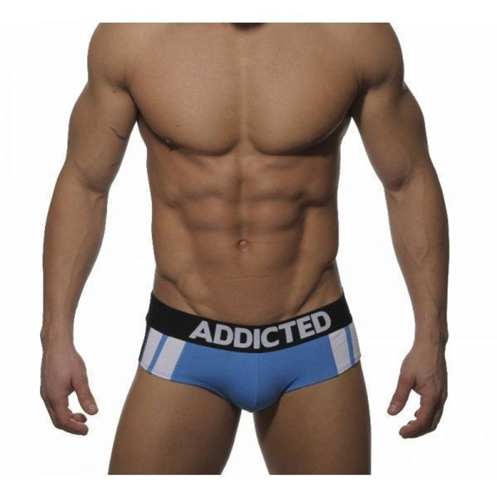 Мужские трусы Addicted Blue sportive stripes брифы голубые brief h71
