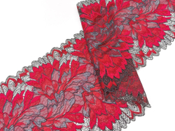 Эластичное кружево, графит и малина, 20 см, (Арт: EK-2793), м