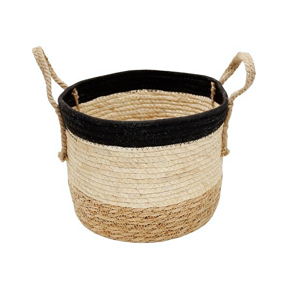 Корзина для хранения с ручками "Перу", Д260 Ш220 В210, натуральный, бежевый, черный