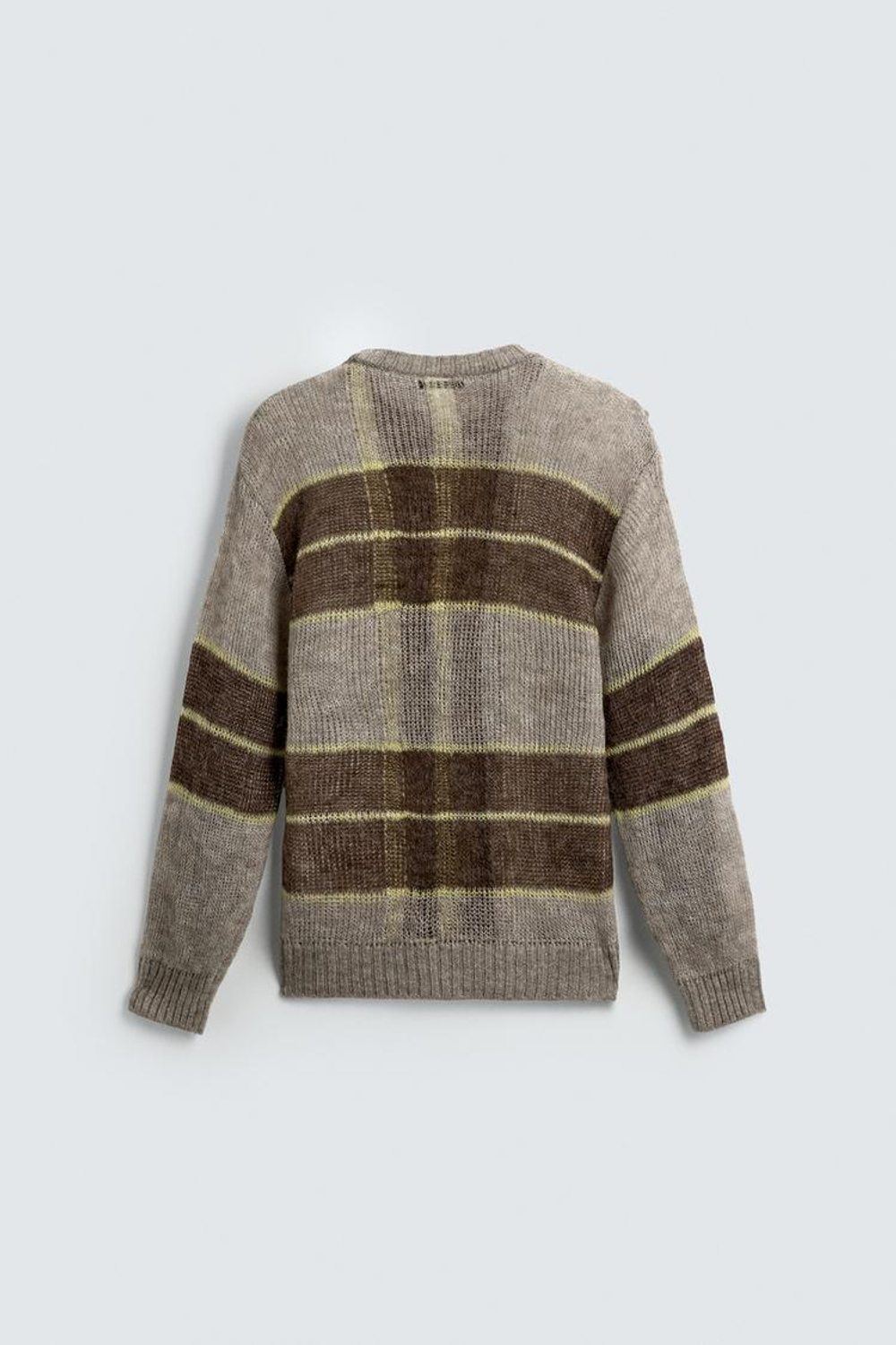ZARA ТРИКОТАЖНЫЙ ДЖЕМПЕР В ПОЛОСКУ, СЕРОВАТО-КОРИЧНЕВЫЙ