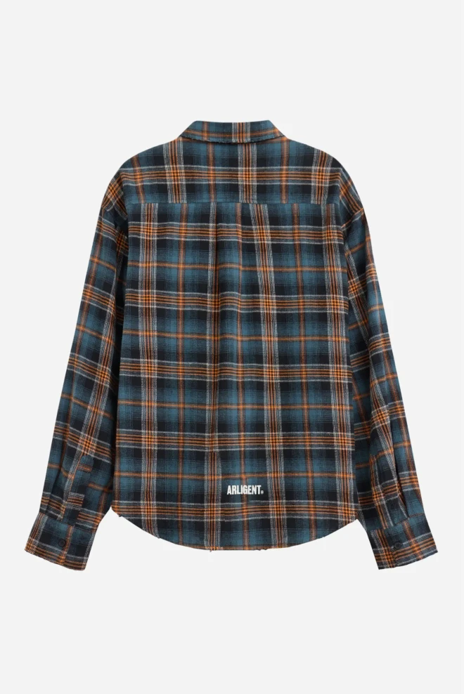 Рубашка в клетку оранжево-синяя
