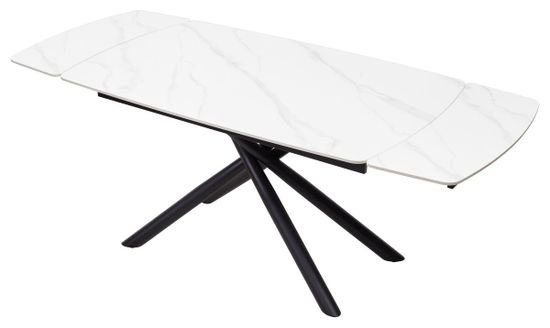 Стол RIVOLI 140 MATT WHITE MARBLE SOLID CERAMIC / BLACK
