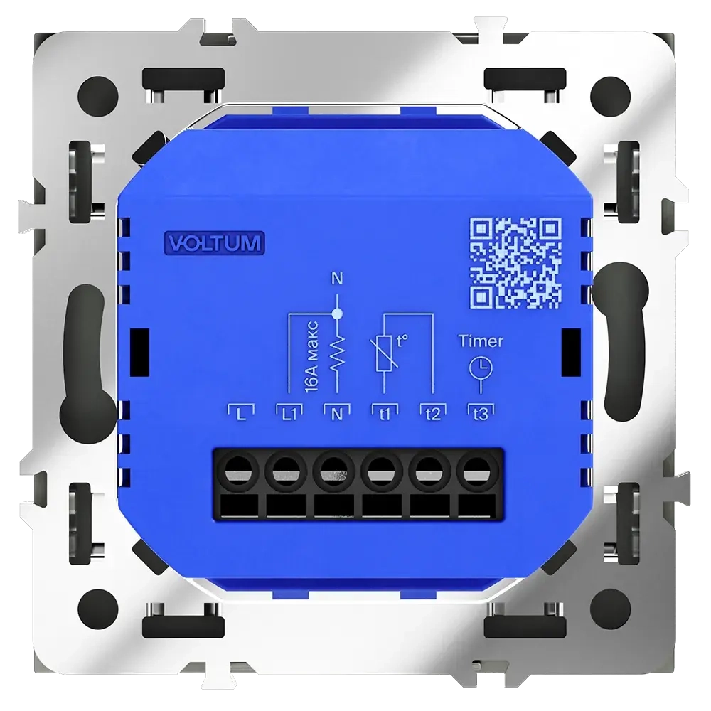 Терморегулятор электронный VOLTUM S70 с индикацией и датчиком, для теплого пола, (черный матовый)