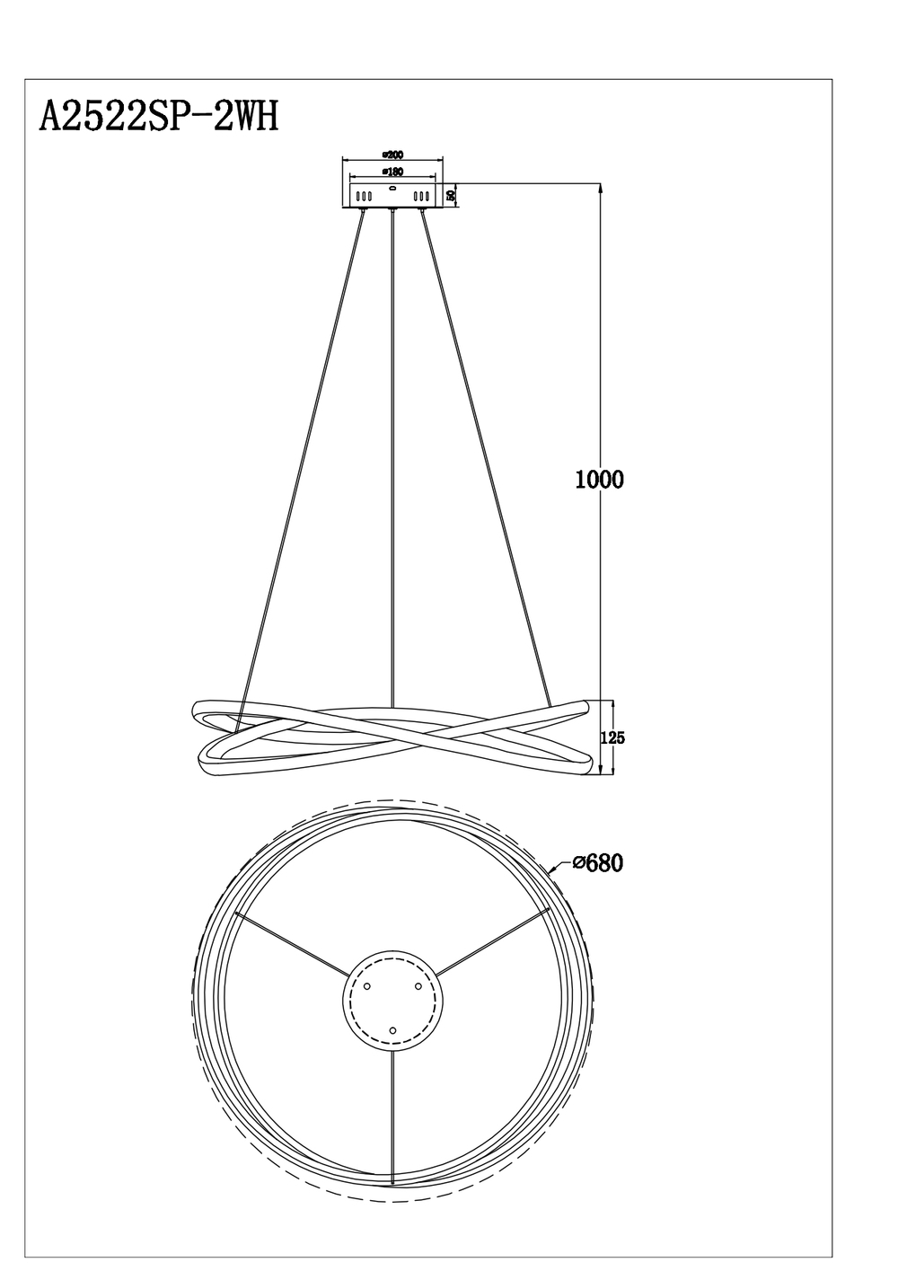 Подвесная люстра Arte Lamp A2522SP-2WH