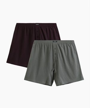 Трусы (2 шт) мужские семейные Atlantic 2MBX-054, хлопок, баклажан + хаки