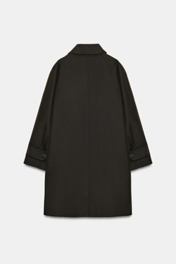 ZARA ТРЕНЧ ОВЕРСАЙЗ ИЗ КОЛЛЕКЦИИ ZW, ТЕМНО-КОРИЧНЕВЫЙ