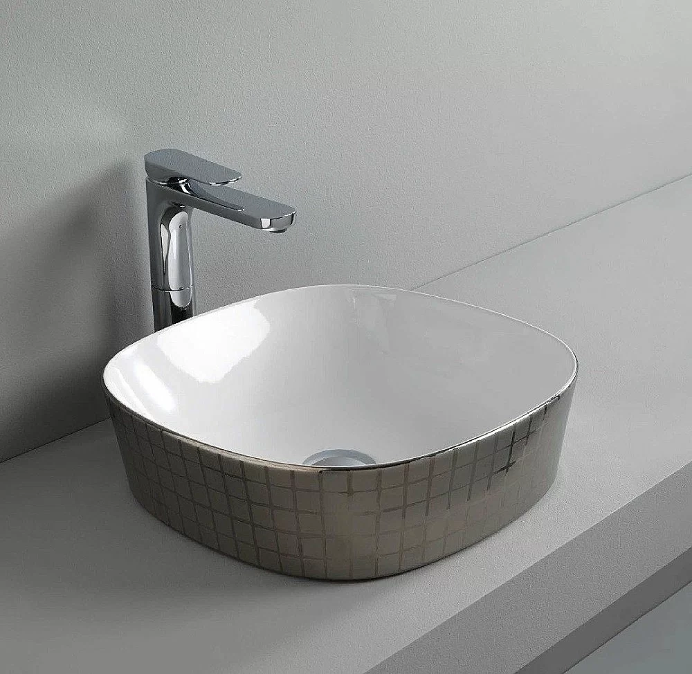 Раковина накладная Artceram Ghost 42 GHL001 01 58 mosaico platino*0 платина