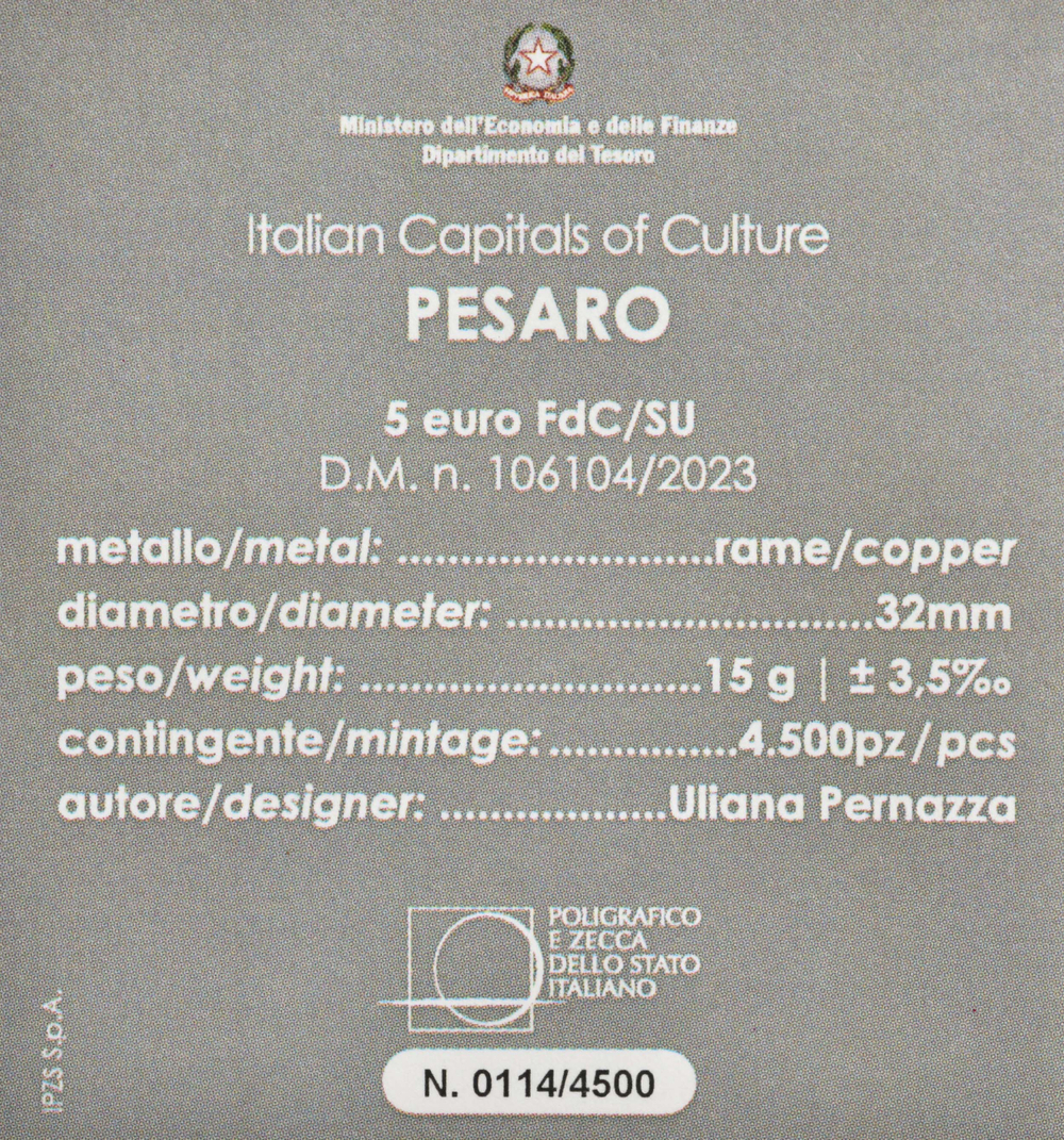 ИТАЛИЯ, 2024, 5 ЕВРО