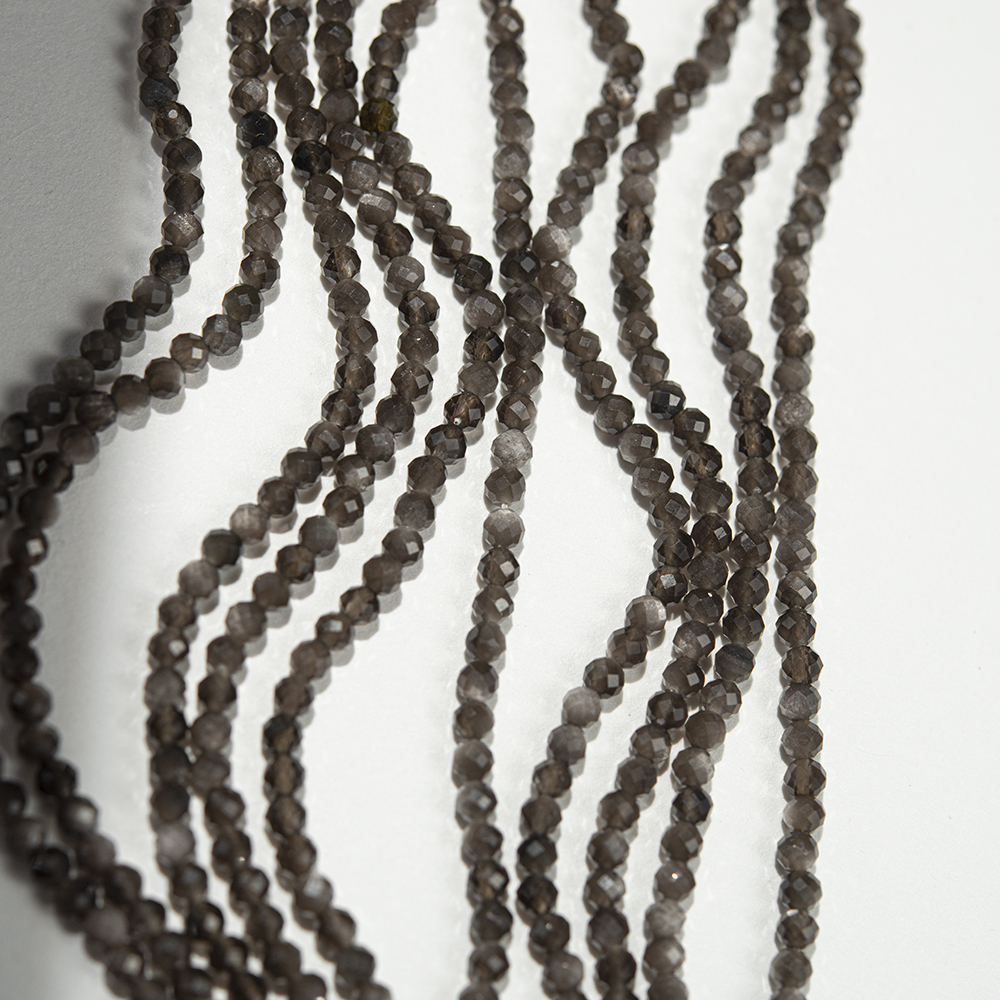 Серебристый обсидиан натуральный, бусины в форме шара 3,1мм, микроогранка