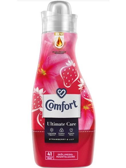 Кондиционер для белья Comfort Ultimate Care 750ml Strawberry & Lily, летний аромат клубники и лилии, 41 стирка