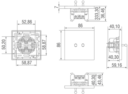 Переключатель на 2 тумблера,  каплевидный,  10AX 250V,  черный,  серия N96