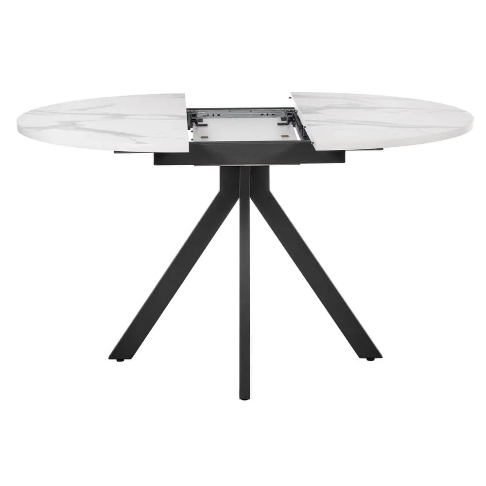 Стол Bradex Home Rudolf круглый раскладной 100-130x100x75см, белый мрамор, чёрный