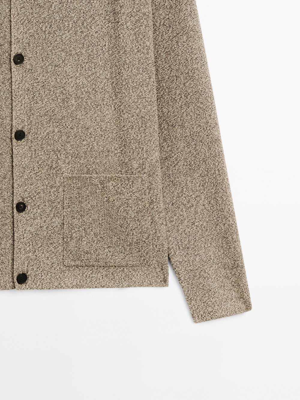 Massimo Dutti Вязаный кардиган Muline из хлопка, бежевый