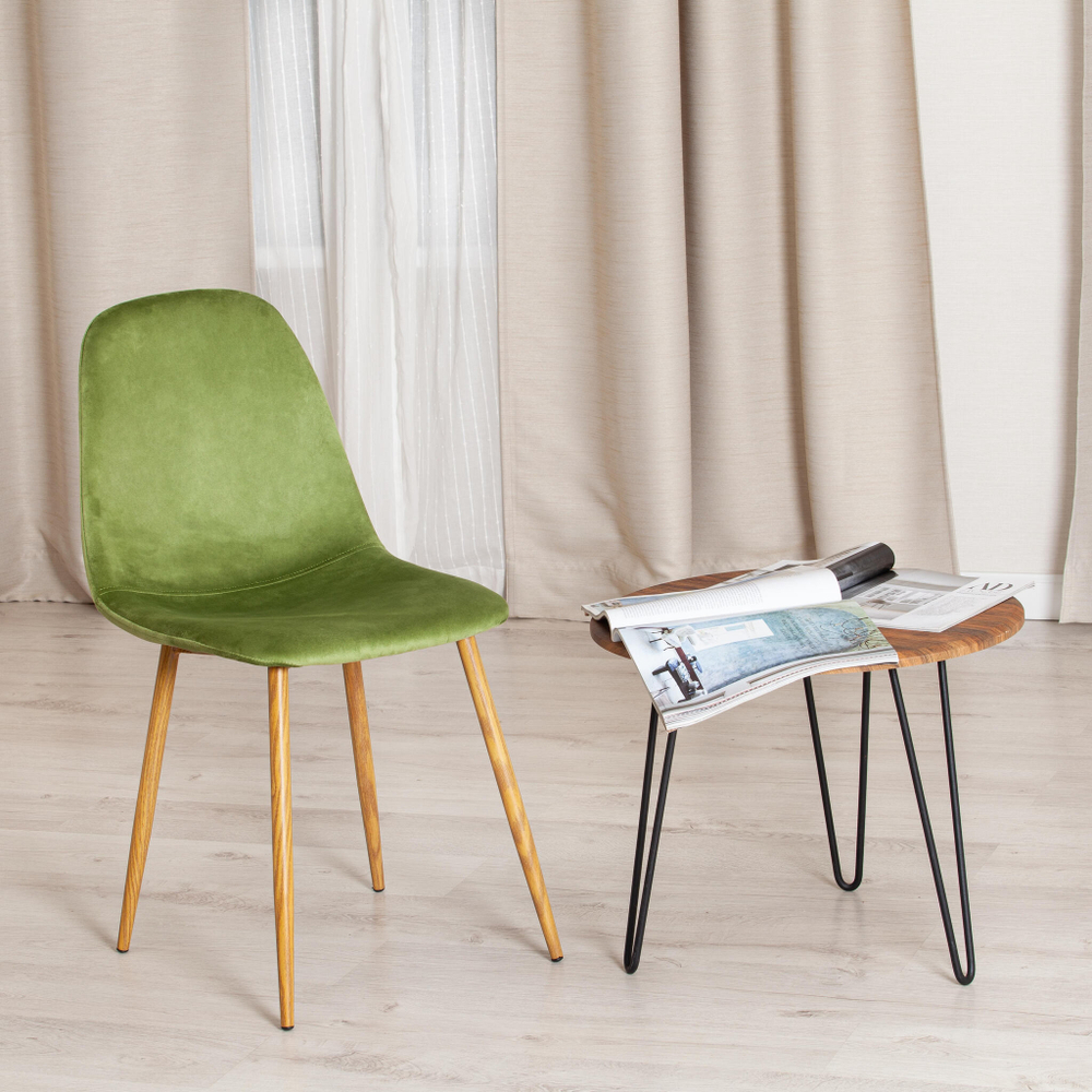 Стул BREEZE (mod. 4724) Велюр/металл , 44 х 53 х 87 см, Green (зеленый) HLR54 / натуральный