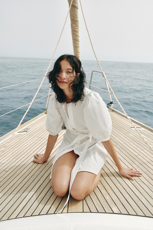 ZARA ПЛАТЬЕ ИЗ ПОПЛИНА В ПОЛОСКУ — ZW COLLECTION, ЖЕЛТОВАТО-БЕЛЫЙ