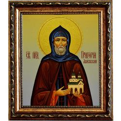 Григорий Авнежский, игумен преподобномученик. Икона на холсте.