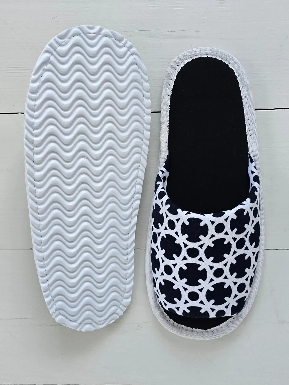 Тапочки хлопковые открытый нос орнамент