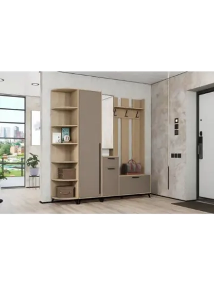 Прихожая с зеркалом Глиняный серый 210х41,1х220