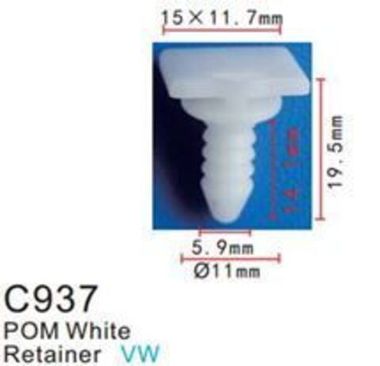 Клипса для крепления внутренней обшивки европейских а/м пластиковая (100шт/уп.) Forsage клипса C0937(European car)