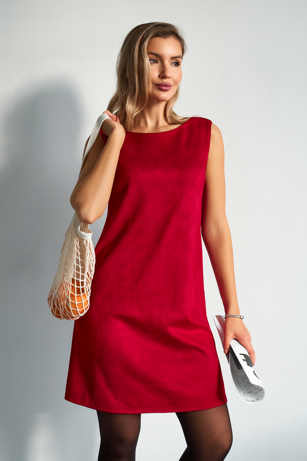 Платье сарафан офисный замшевый